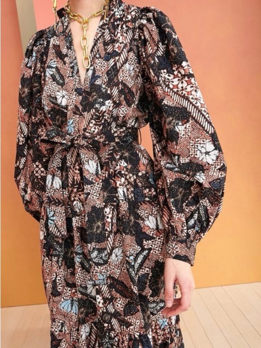 Ulla Johnson Dolores Midi Print Dress in Rosewood, size 6 - Picture 2 of 4